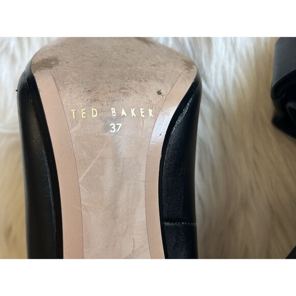 Ted Baker Women’s Size 37 Black Leather Bow High Heels Pumps Career - Picture 13 of 15